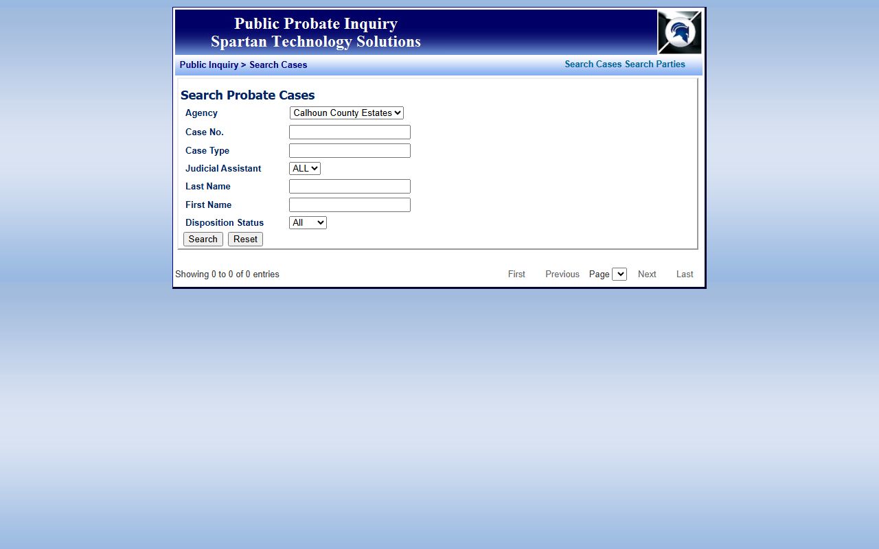 Calhoun County court records probate case search