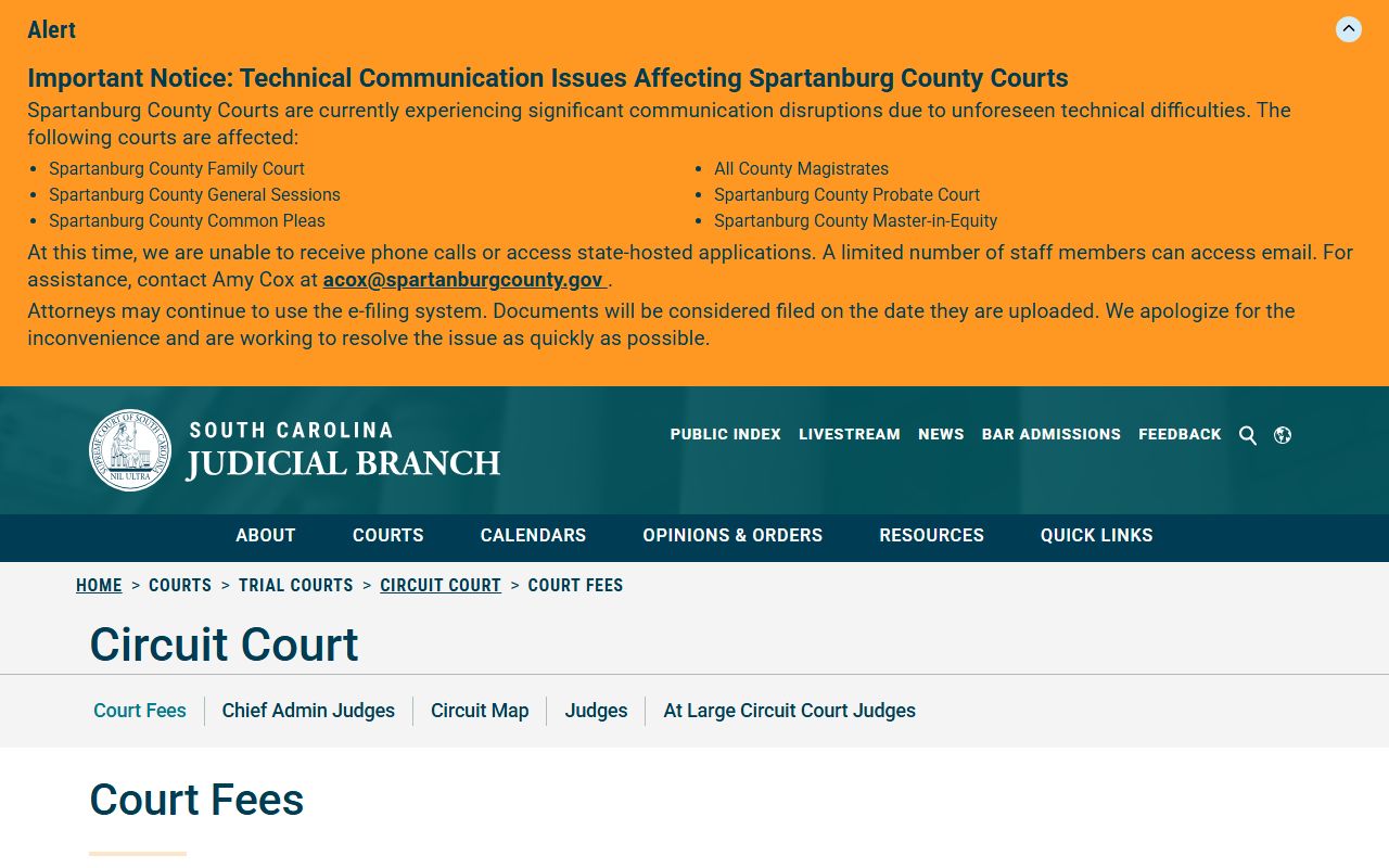 Calhoun County Circuit Court records filing fees