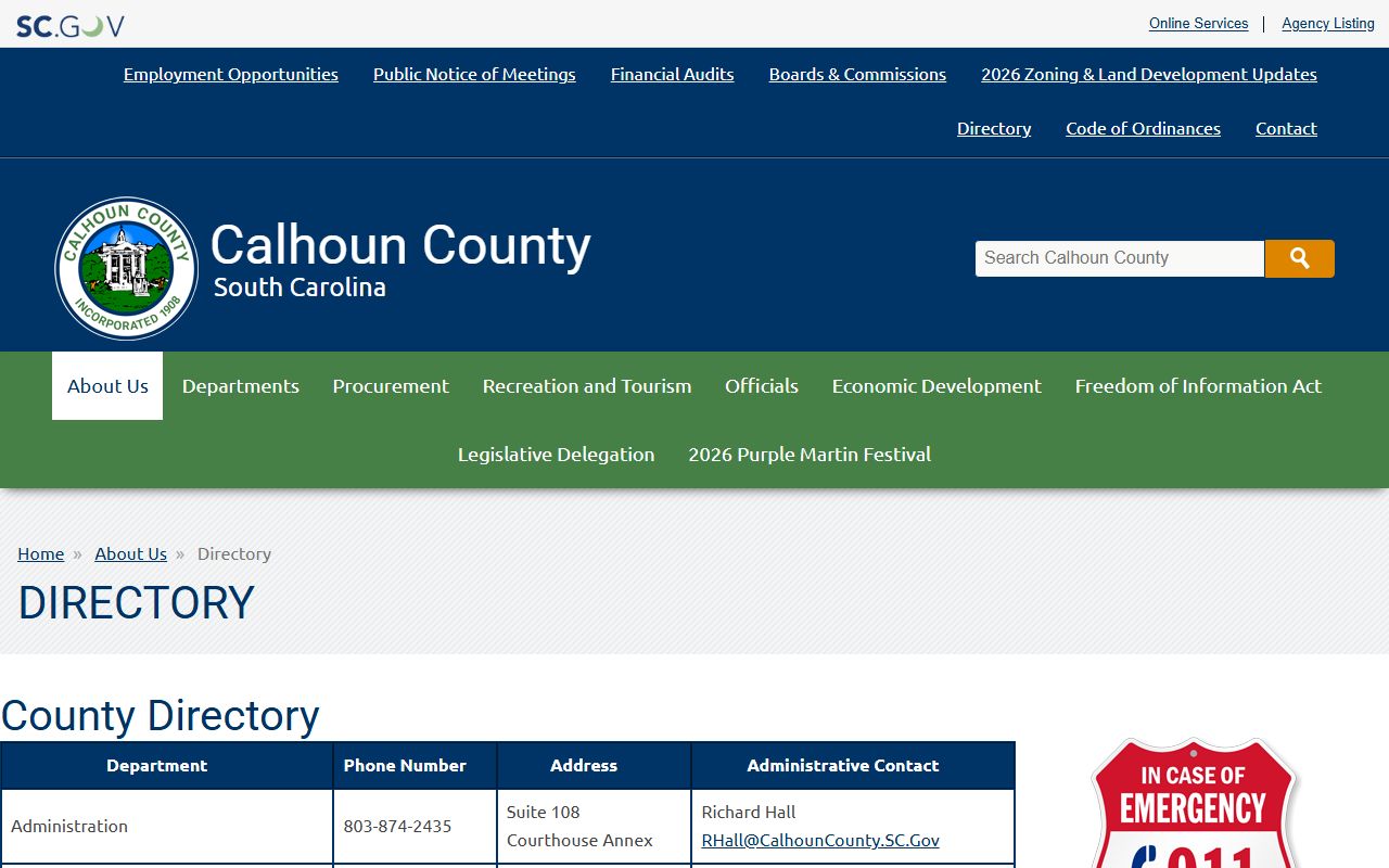 Calhoun County court records county office directory