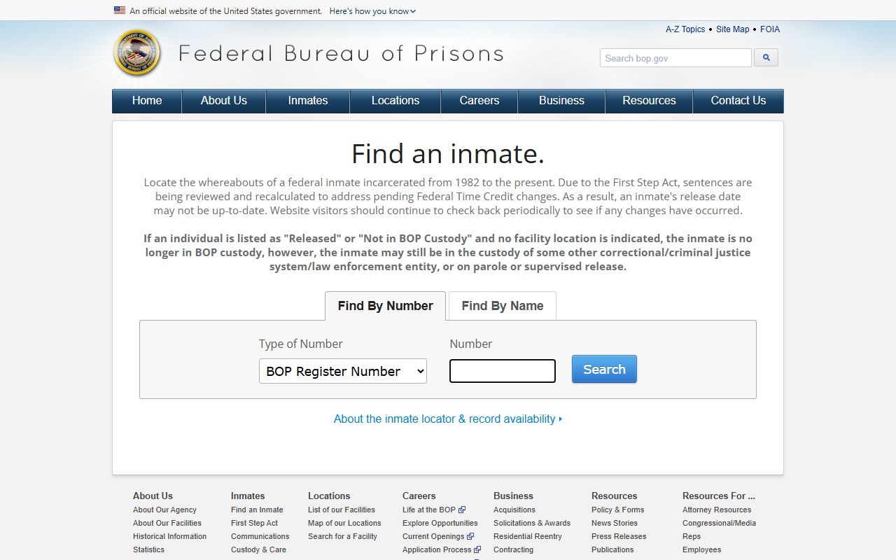 Calhoun County inmate records Federal Bureau of Prisons inmate locator