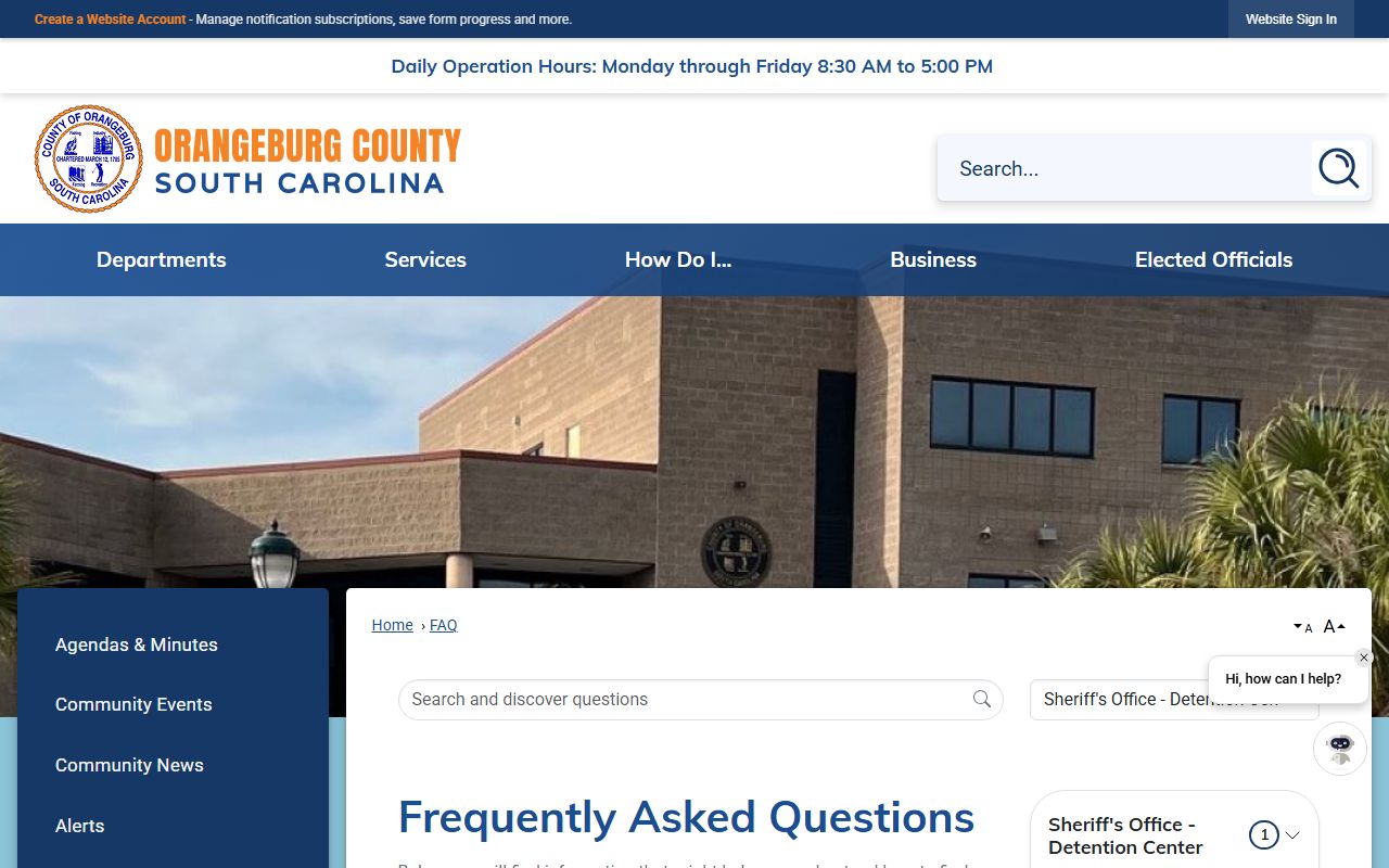 Calhoun County inmate records Orangeburg-Calhoun Regional Detention Center FAQ