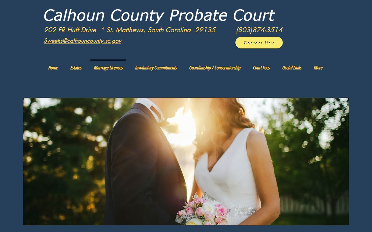 Calhoun County marriage records Probate Court marriage license requirements