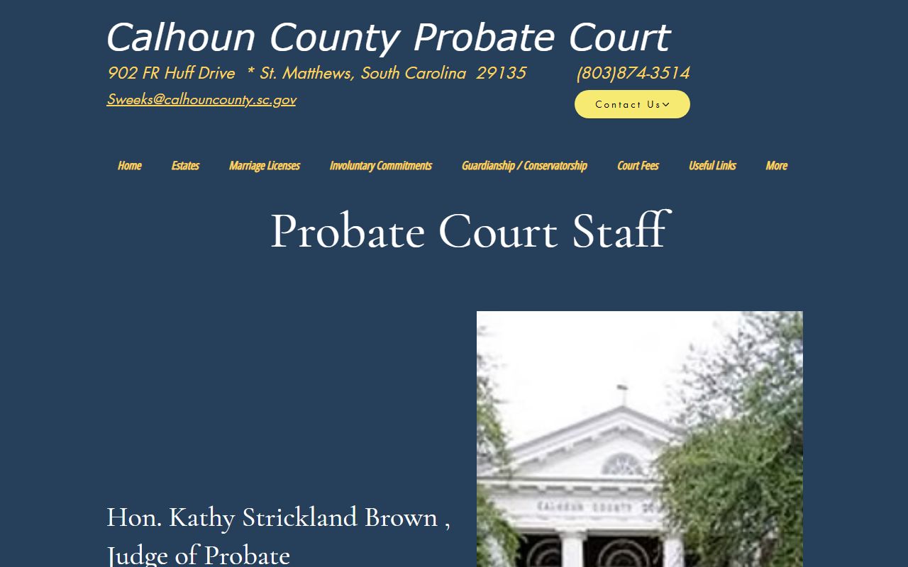 Calhoun County probate records Probate Court staff